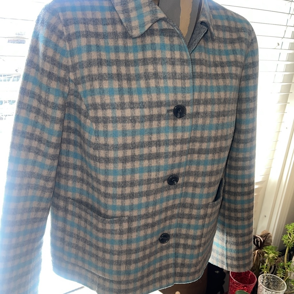 Large Herringbone Pattern Wool Blazer - image 3